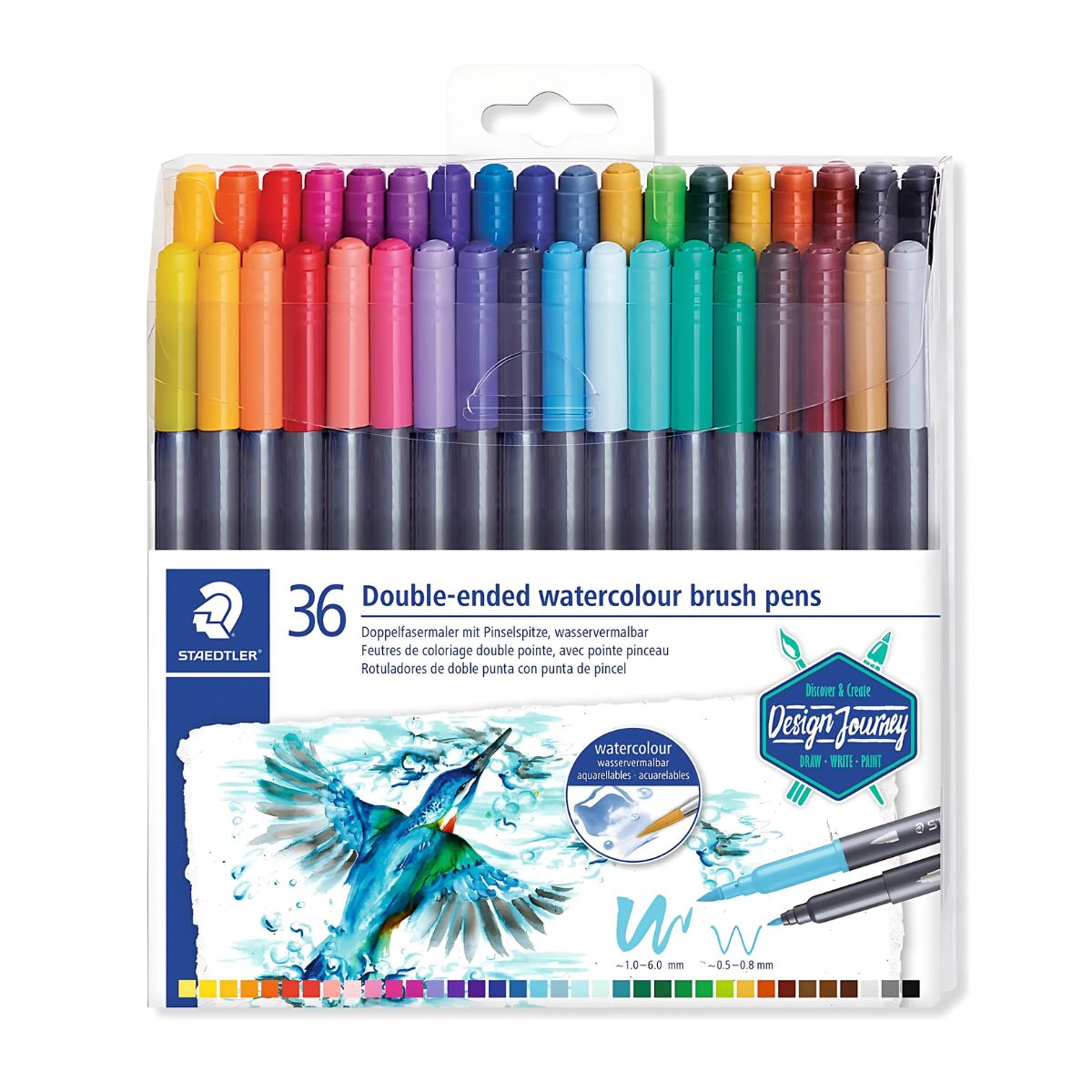 Estojo de Caneta Staedtler Brush Pen Marsgraphic Ponta Dupla com 36 Cores