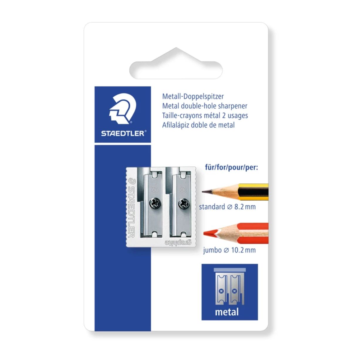 Apontador de Metal Staedtler 2 Furos 8,2mm e 10,2mm