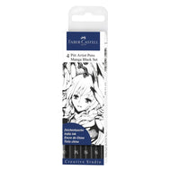 Estojo Caneta Pitt Artist Pen Manga Black Set 4 Unidades - Faber-castell 267121
