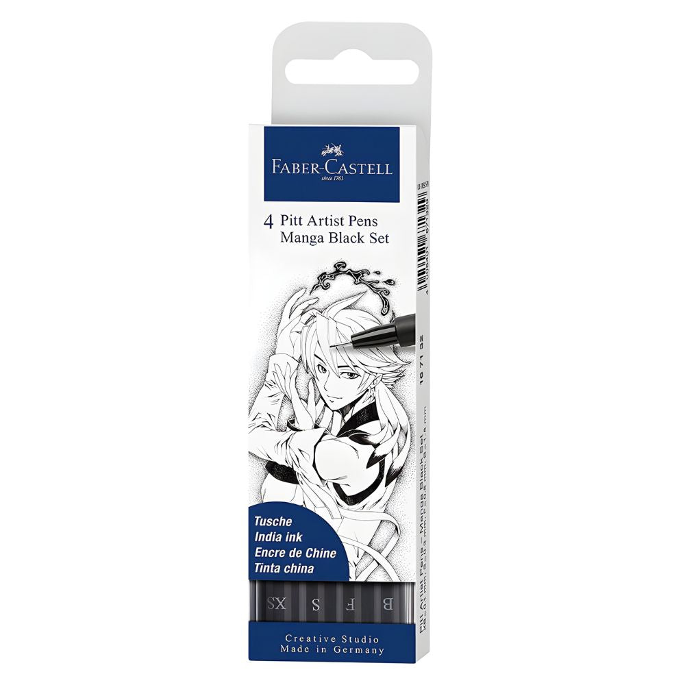 Estojo Caneta Pitt Artist Pen Manga Black Set 4 Unidades - Faber-castell 167132