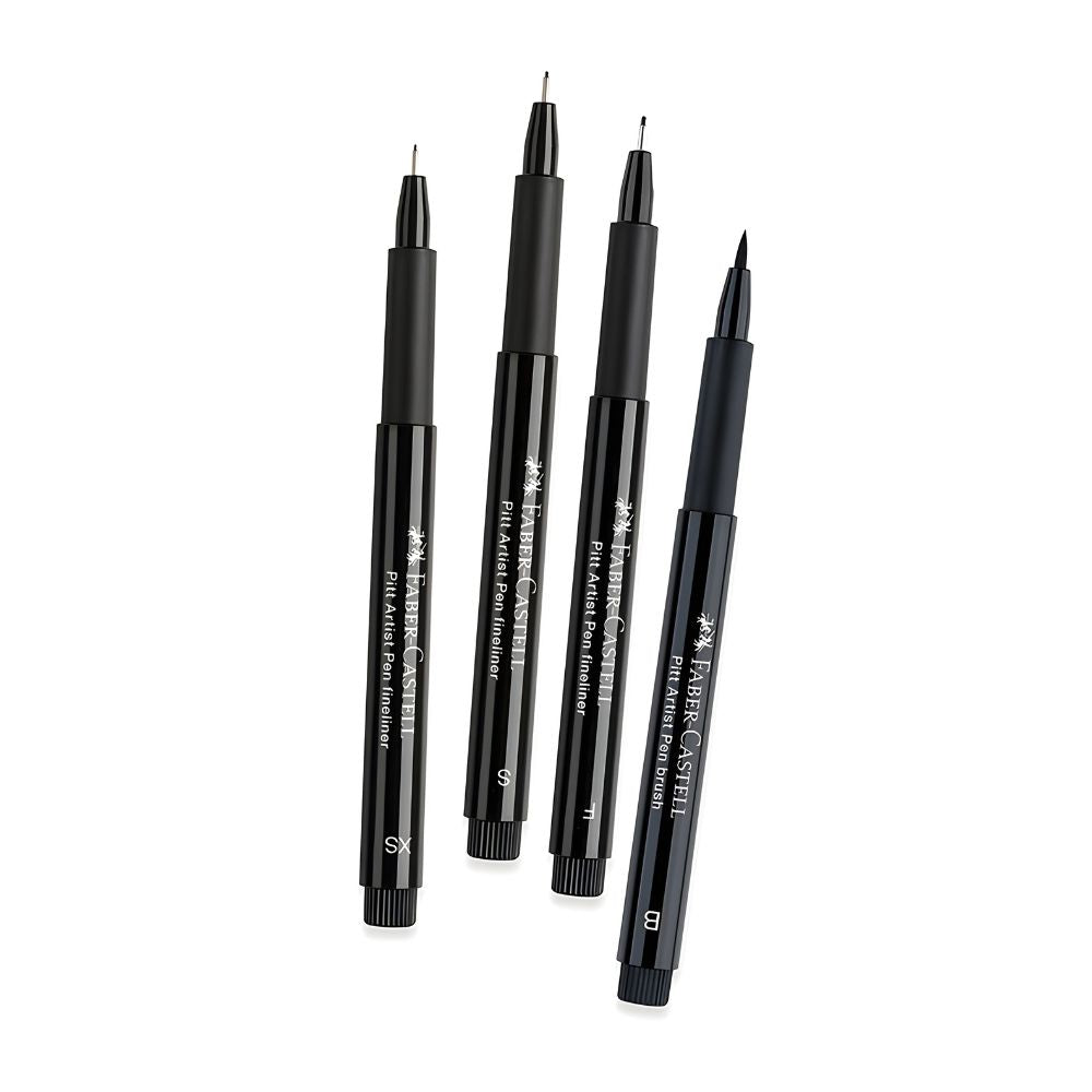 Estojo Caneta Pitt Artist Pen Manga Black Set 4 Unidades - Faber-castell 167132