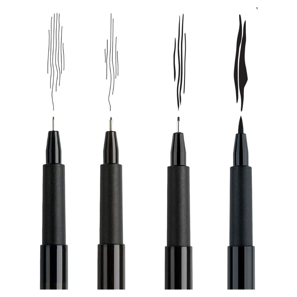 Estojo Caneta Pitt Artist Pen Manga Black Set 4 Unidades - Faber-castell 167132