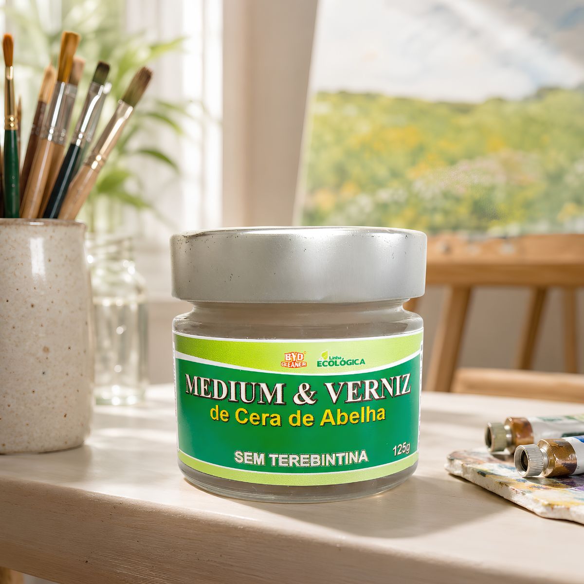 Médium e Verniz Cera de Abelha 125g para Pintura Artística - Byo Cleaner