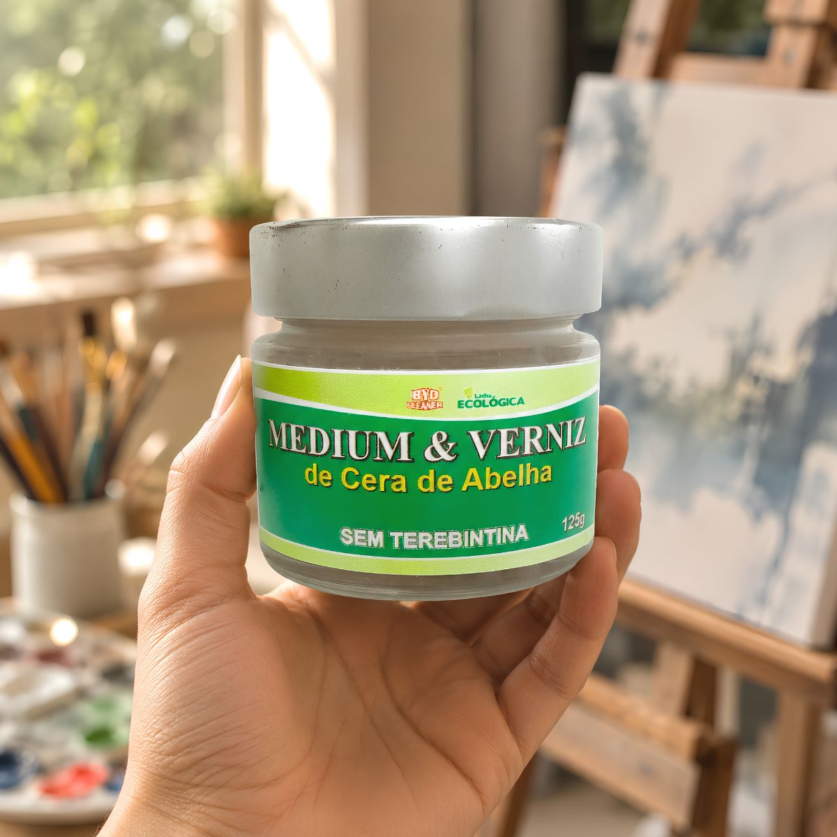 Médium e Verniz Cera de Abelha 125g para Pintura Artística - Byo Cleaner