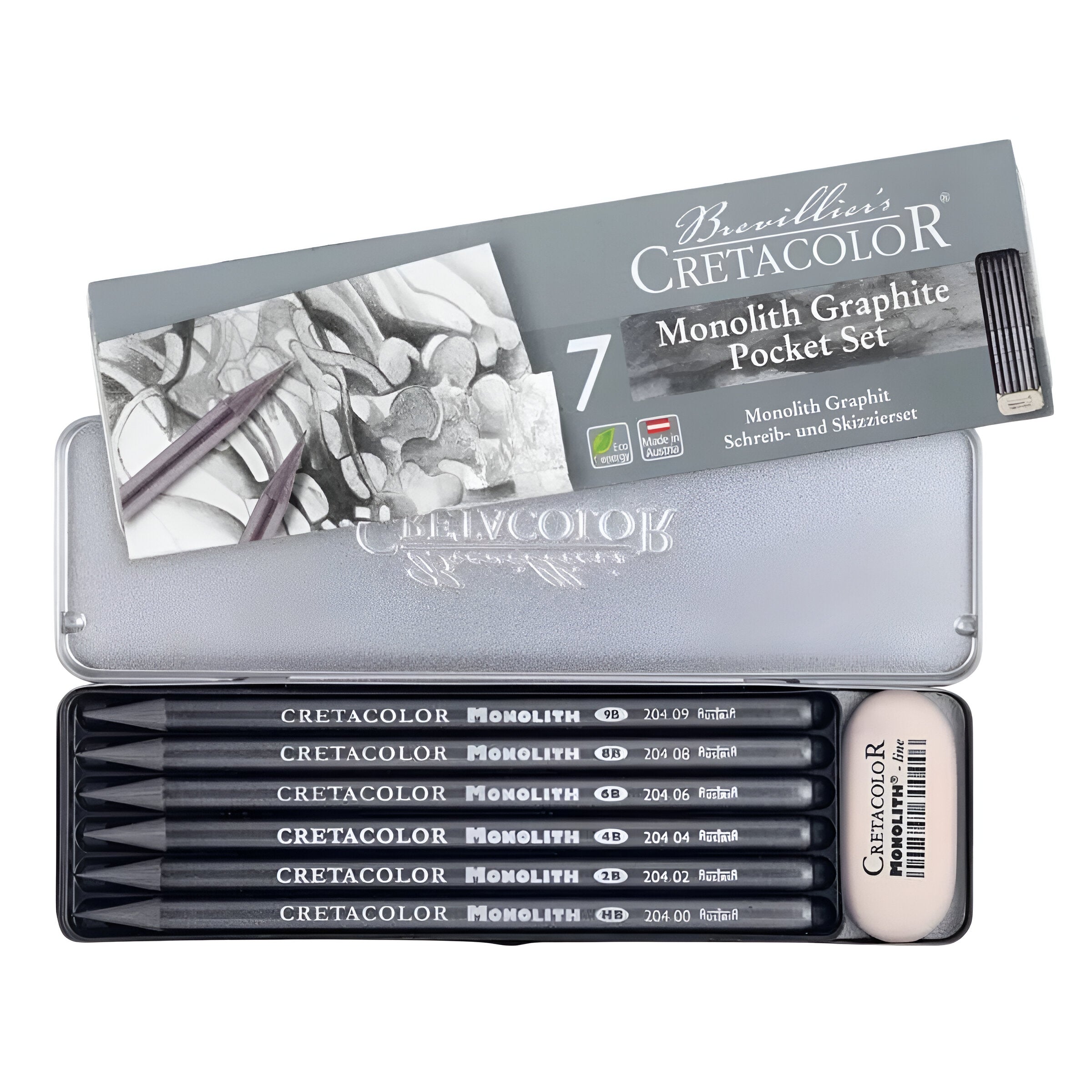 Estojo Lápis Monolith Graphite Pocket Cretacolor 7 Peças 204 26