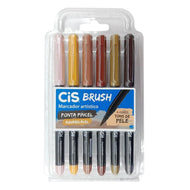Estojo de Marcador Artistico Brush Aquarelavel com 6 Cores - Tons de Pele - Cis
