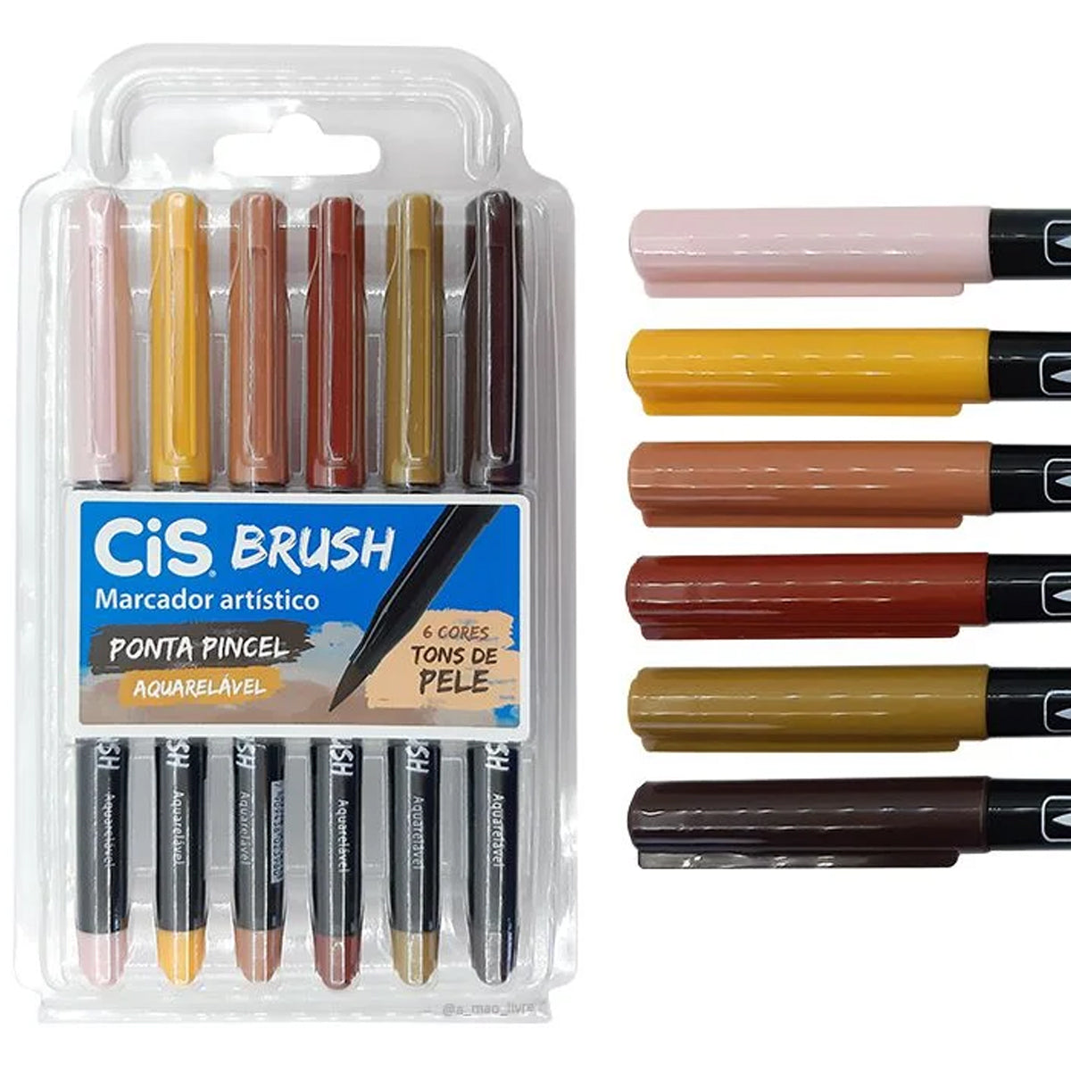 Estojo de Marcador Artistico Brush Aquarelavel com 6 Cores - Tons de Pele - Cis