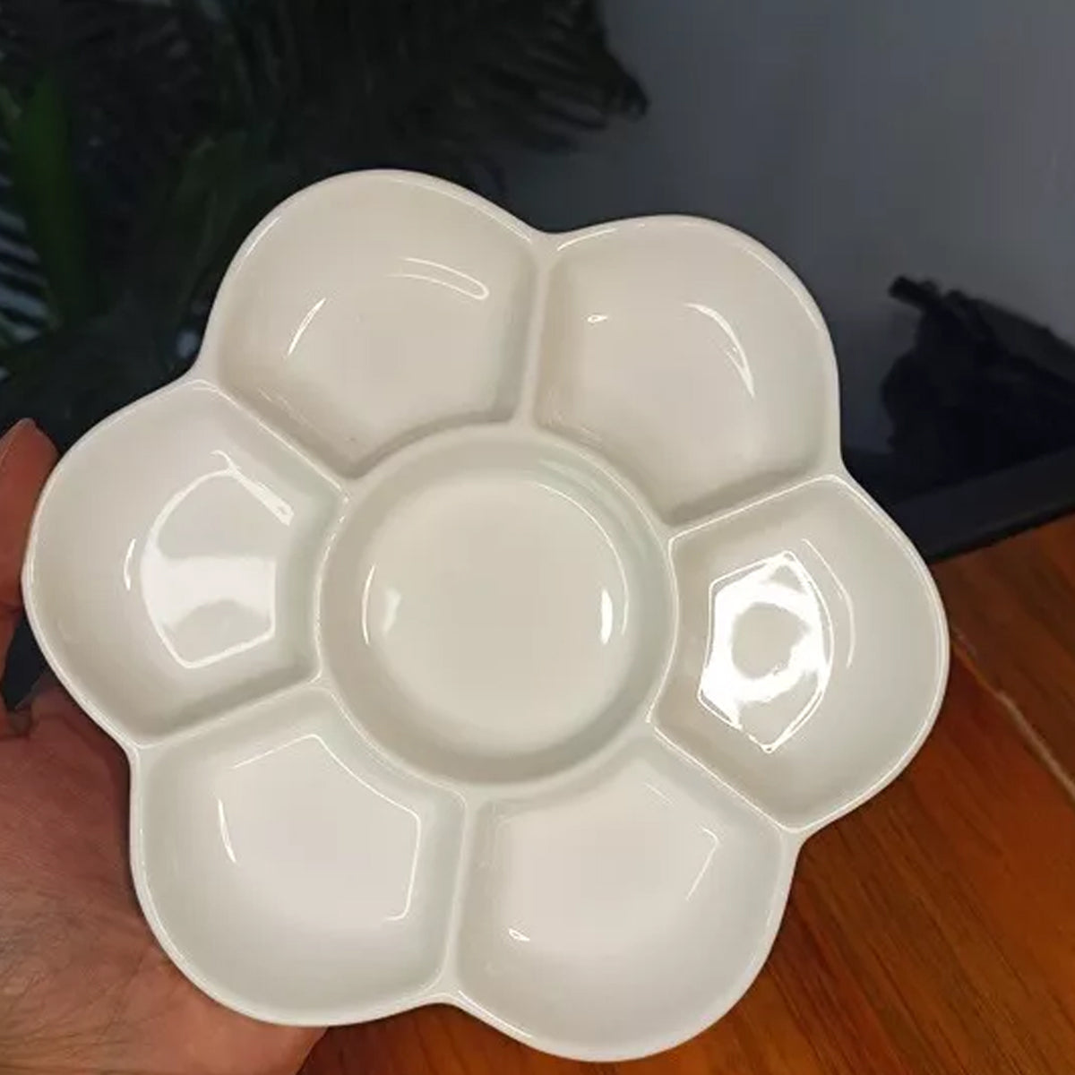 Godê de Porcelana Sinoart Flor com 7 Cavidades