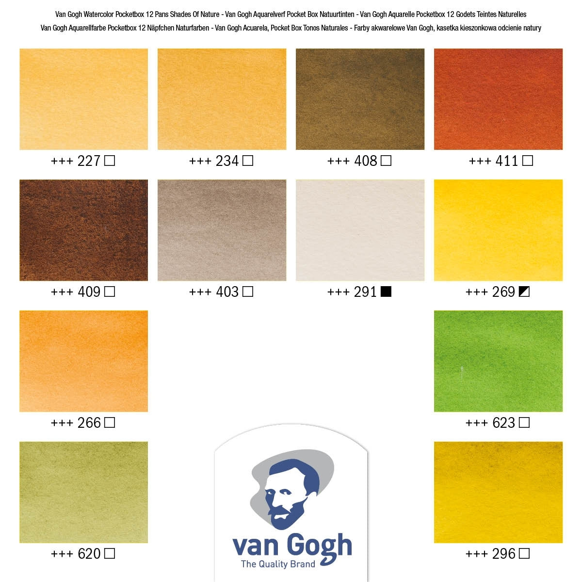 Estojo de Aquarela em Pastilhas Van Gogh Nature com 12 Cores - Royal & Talens 20808641