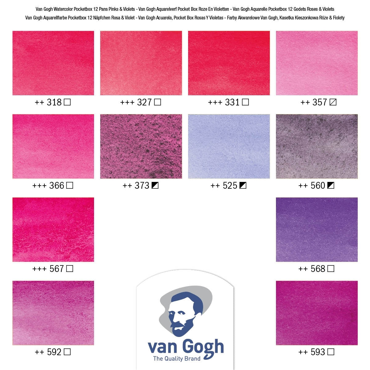 Estojo de Aquarela em Pastilhas Van Gogh Rosas e Violetas com 12 Cores - Royal & Talens 20808642