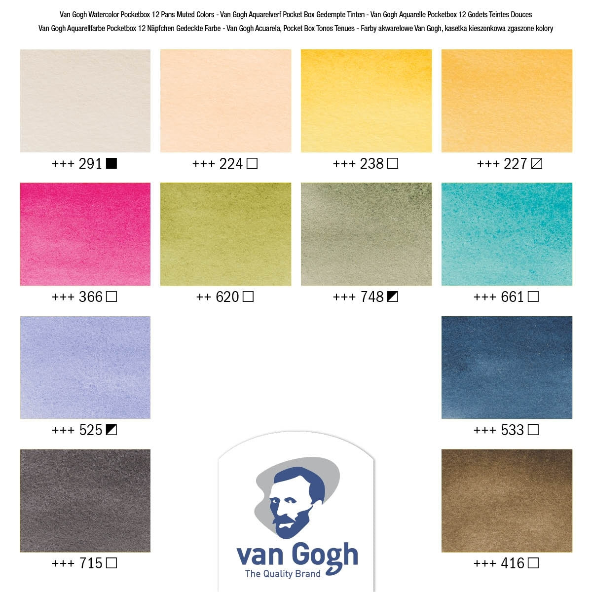 Estojo de Aquarela em Pastilhas Van Gogh Muted com 12 Cores - Royal & Talens 20808644