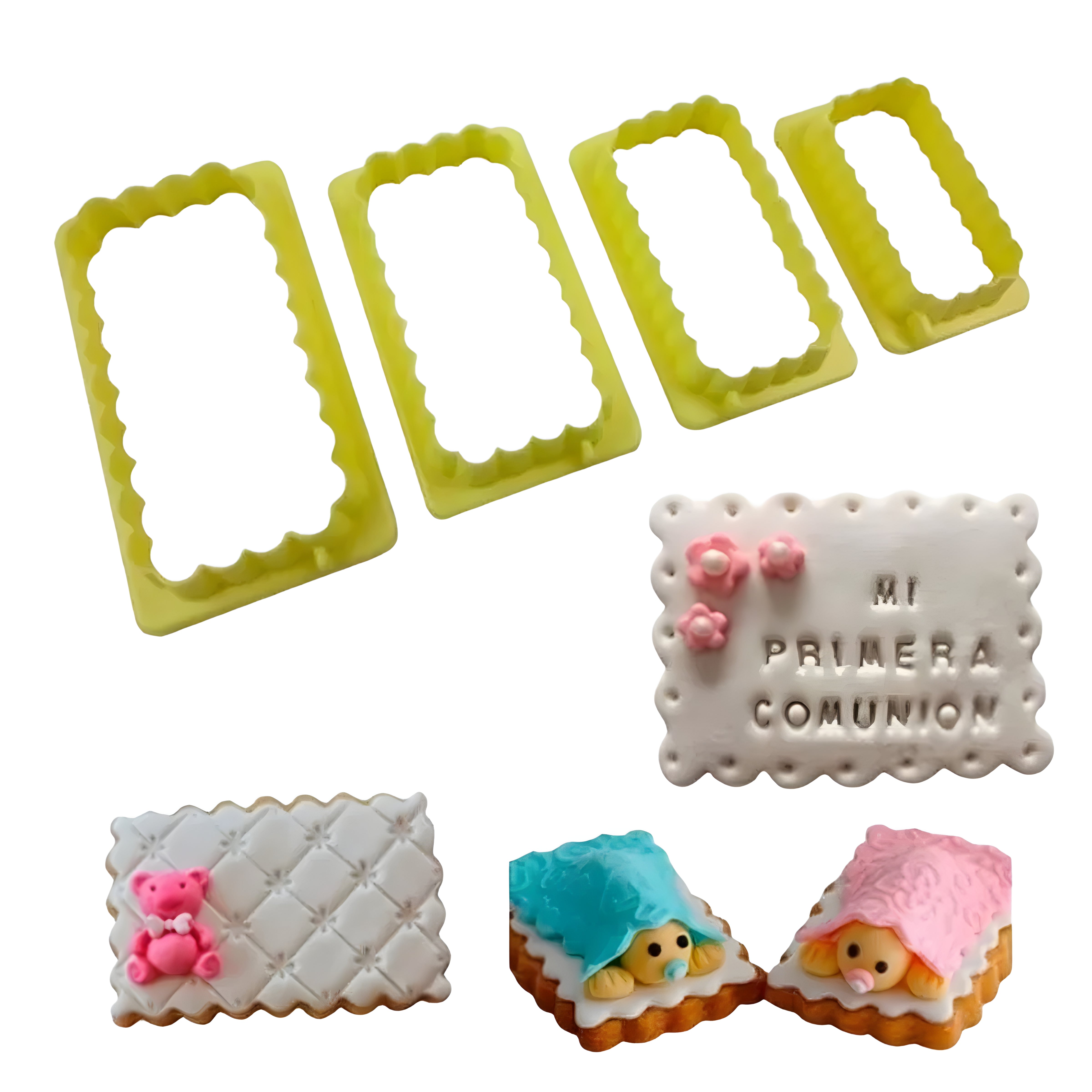 Kit Cortador Retângulo Babado para Massas com 4 Peças - Bluestar