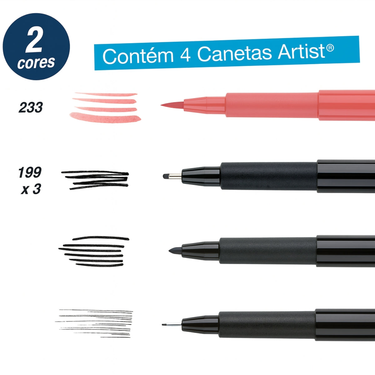 Estojo Caneta Pitt Artist Pen Hand Lettering 4 Unidades - Faber-castell 267115