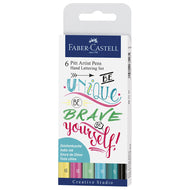 Estojo Caneta Pitt Artist Pen Hand Lettering Tons Pastel 6 Unidades - Faber-castell 267116