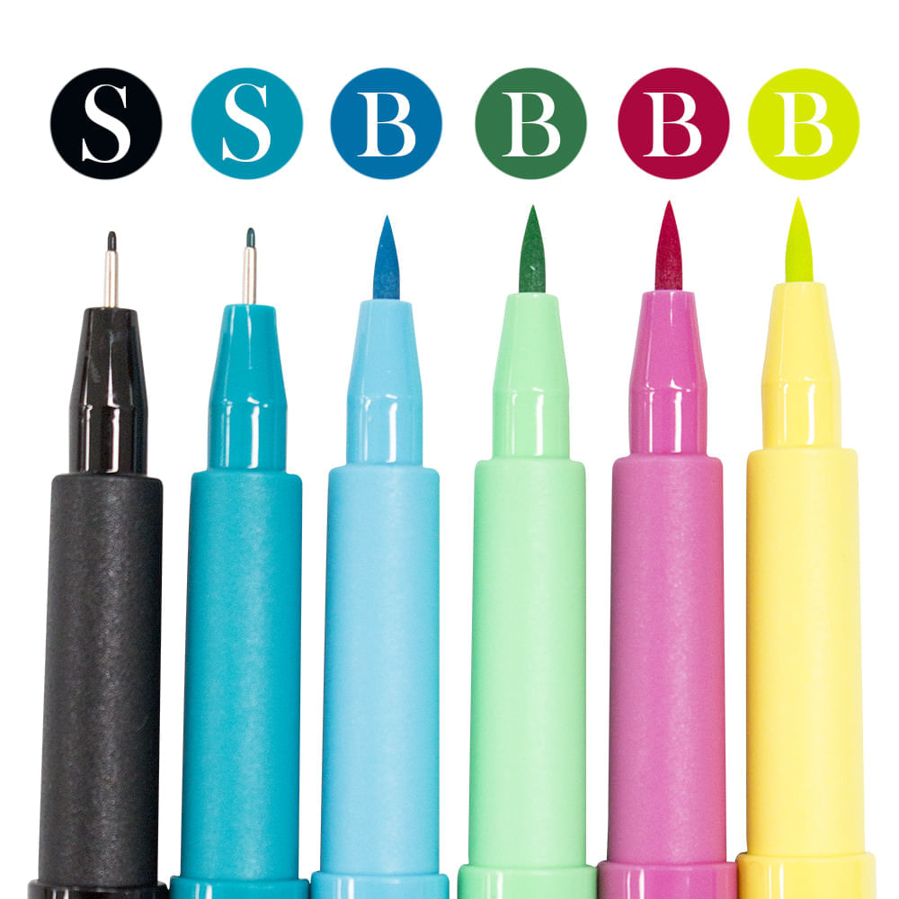 Estojo Caneta Pitt Artist Pen Hand Lettering Tons Pastel 6 Unidades - Faber-castell 267116