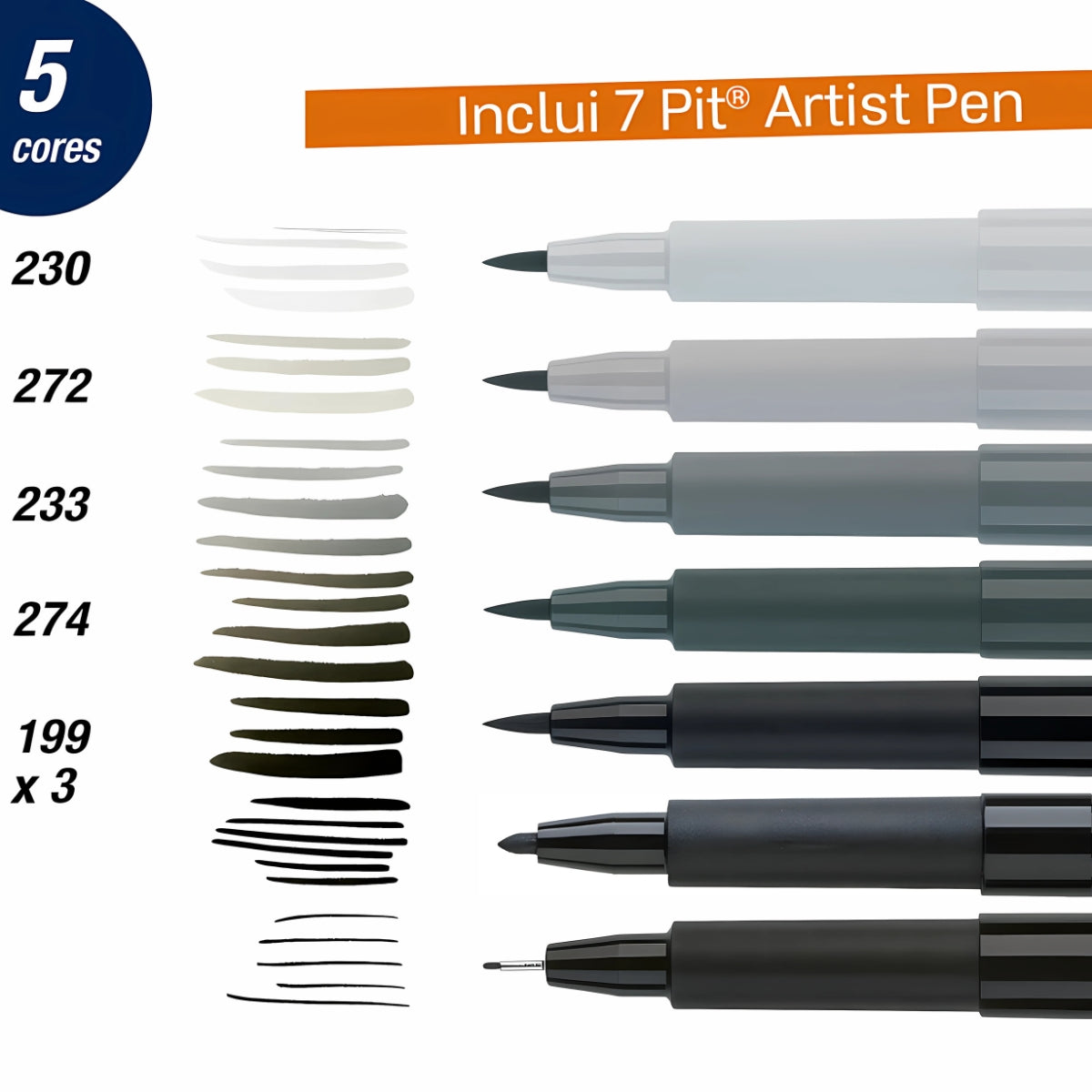 Estojo Caneta Pitt Artist Pen Hand Lettering Estrelado 7 Unidades - Faber-castell 267118