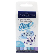 Estojo Caneta Pitt Artist Pen Lettering Tons Azuis 6 Unidades - Faber-castell 267123