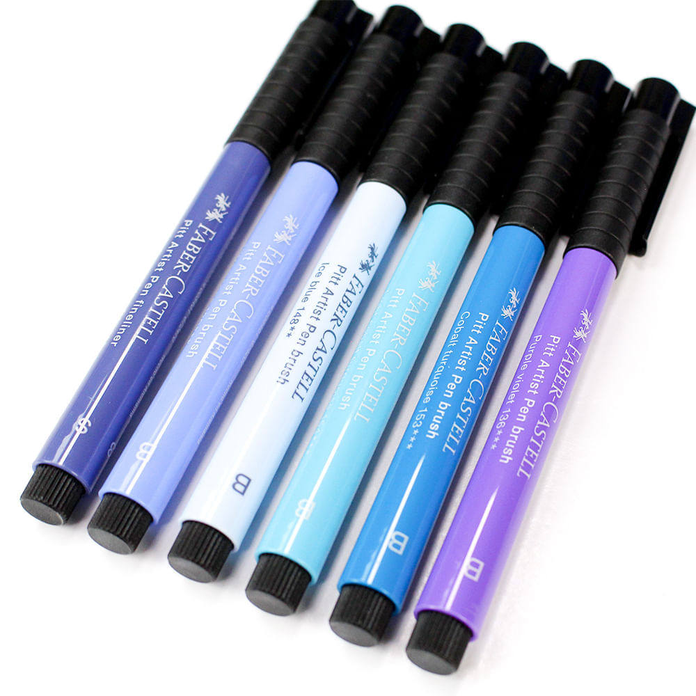 Estojo Caneta Pitt Artist Pen Lettering Tons Azuis 6 Unidades - Faber-castell 267123