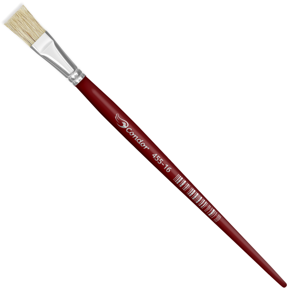Pincel Condor 455 Chato Plano Cerda Alvejada Cabo Curto