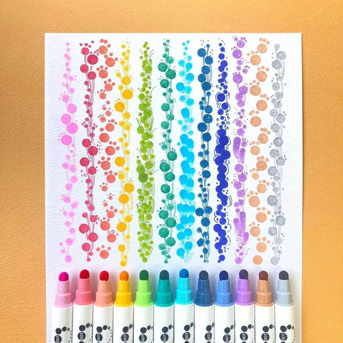 Estojo Caneta Dot Color Kuretake Ponta Zig Zag Dual com 12 Cores