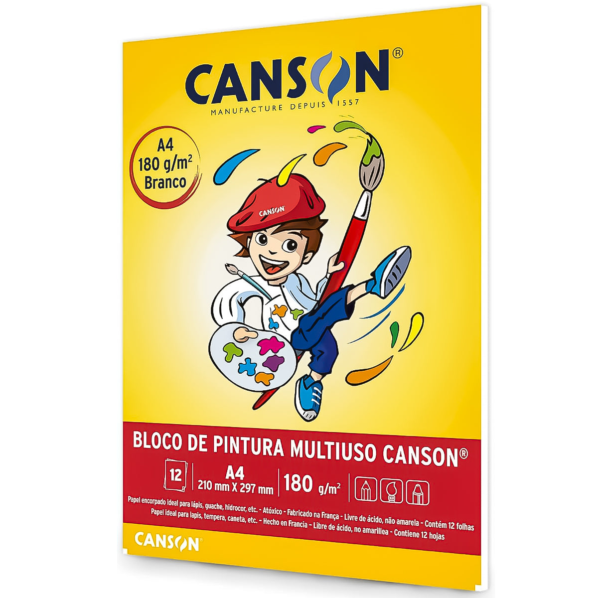 Bloco Papel Canson Bl Multi Tecnica 180gr A4 12 Folhas - 66667500