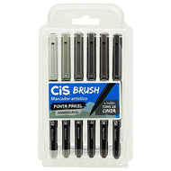 Estojo de Marcador Artistico Brush Aquarelavel com 6 Cores - Tons de Cinza - Cis