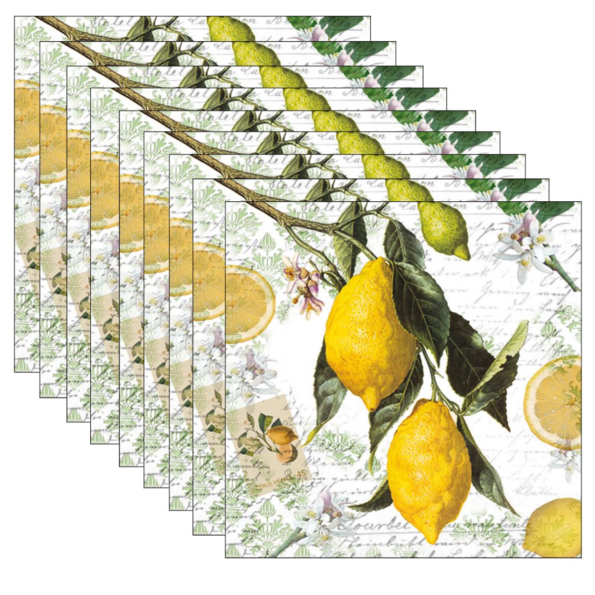Guardanapo para Decoupage Ambiente 33x33cm com 20 Unidades - Limão