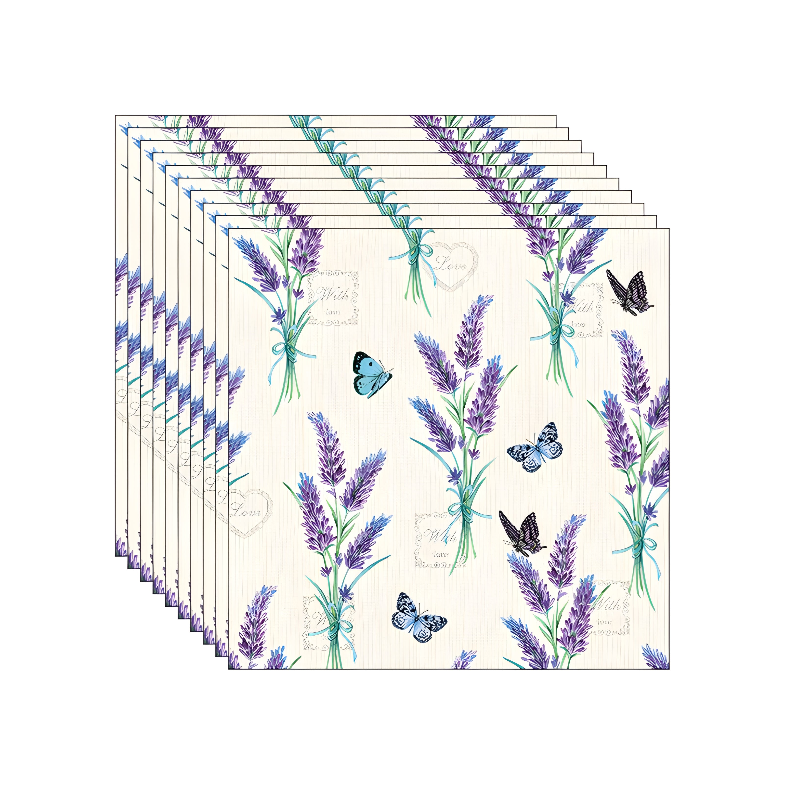 Guardanapo para Decoupage Ambiente 33x33cm com 20 Unidades - Lavanda com Amor Creme