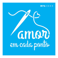 Stencil Opa 10x10cm - Frase Amor em Cada Ponto - 3033