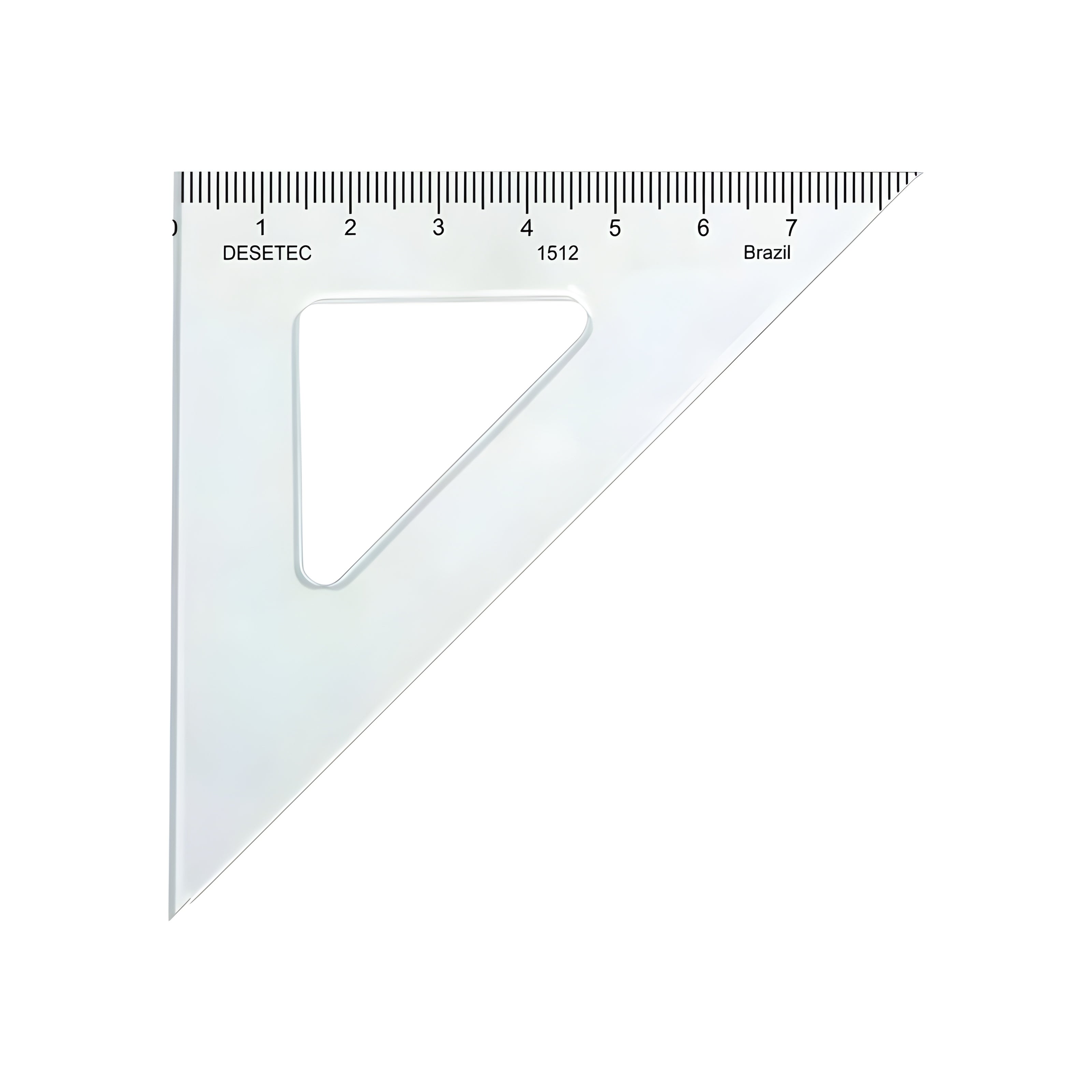 Esquadro Acrílico Trident 12cm com Escala - Ângulo 45° - Usinagem de Alta Precisão - Modelo 1512
