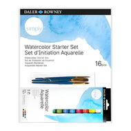 Estojo de Tinta Aquarela Daler & Rowney Simply para Iniciantes com 16 Peças