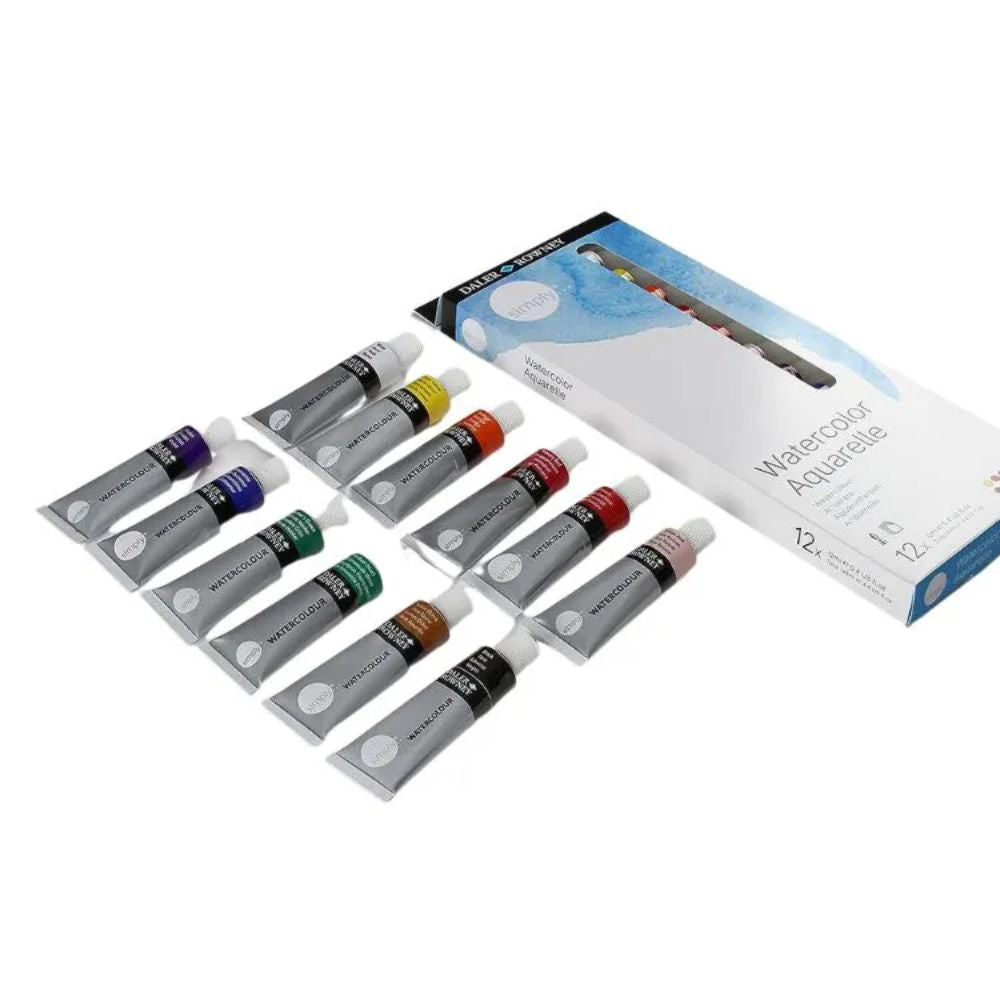 Estojo de Tinta Aquarela Daler & Rowney Simply para Iniciantes com 16 Peças