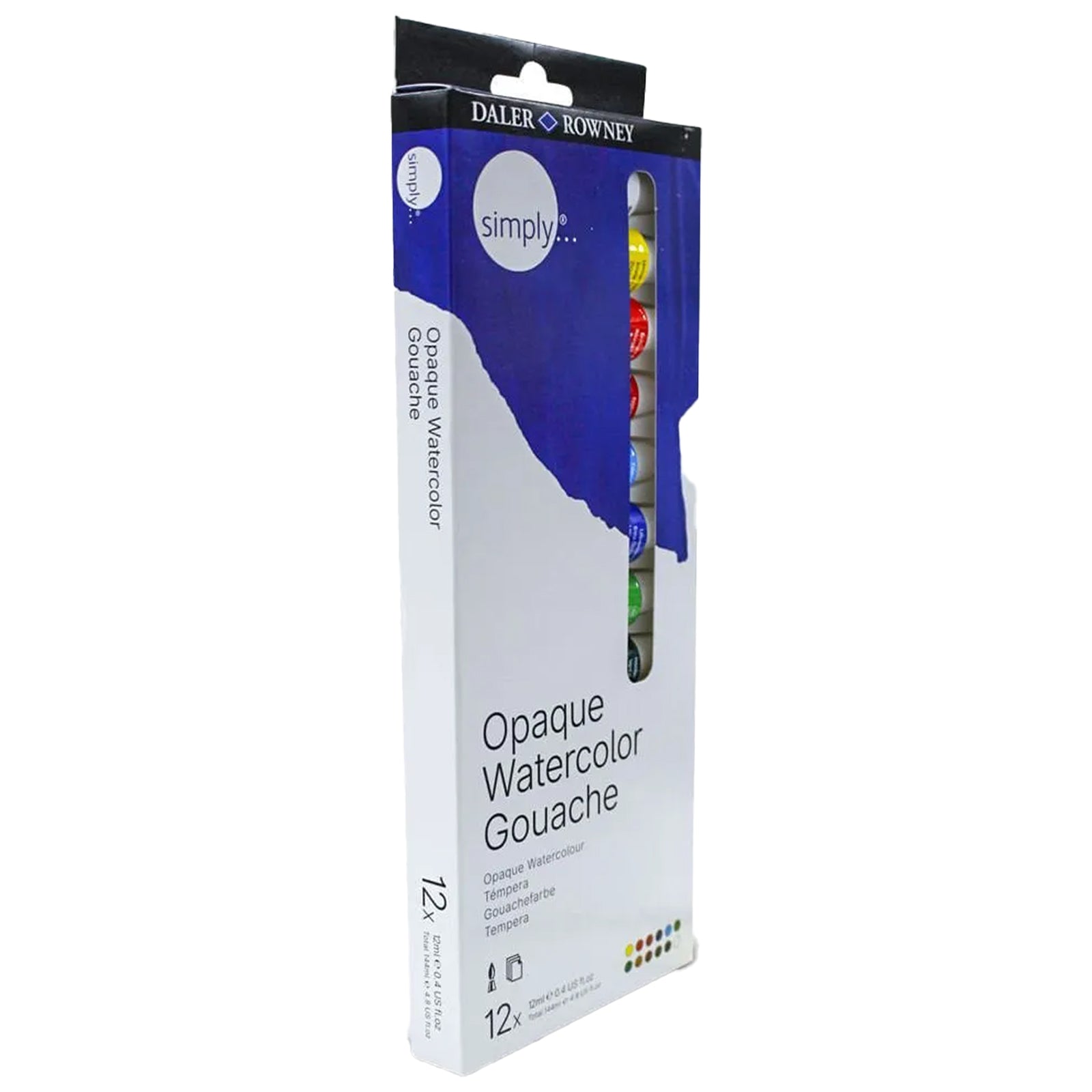 Estojo de Tinta Guache Daler & Rowney Simply 12ml com 12 Cores