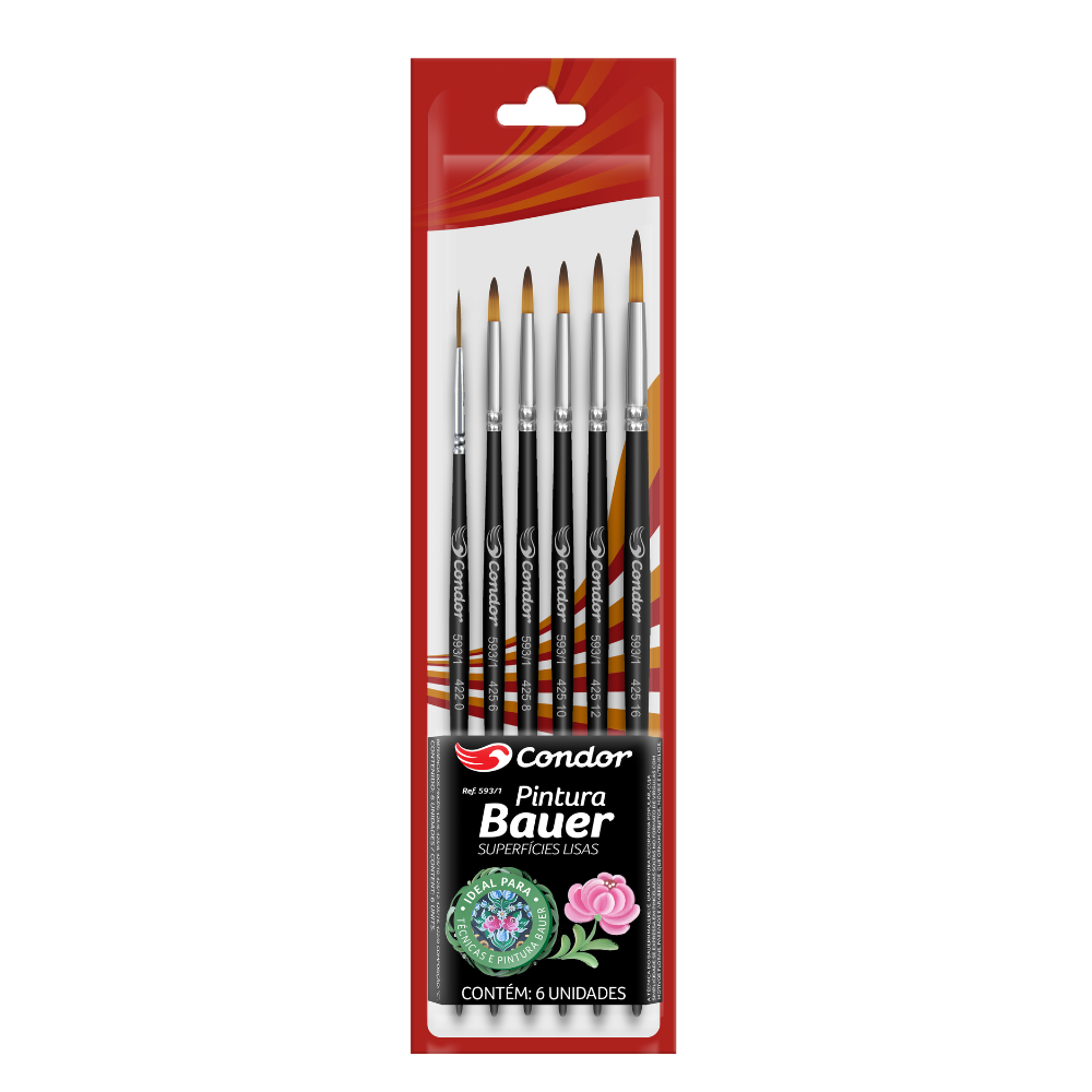 Kit Pincel Bauer Superfície Lisa Condor 593/1 6 Unidades
