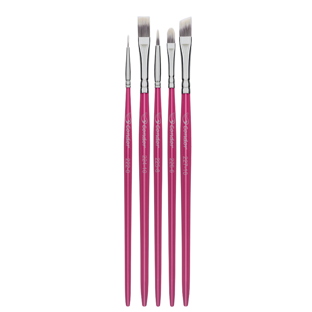 Kit Pincel Artístico Condor 596/5 Formatos Diversos 5 Unidades