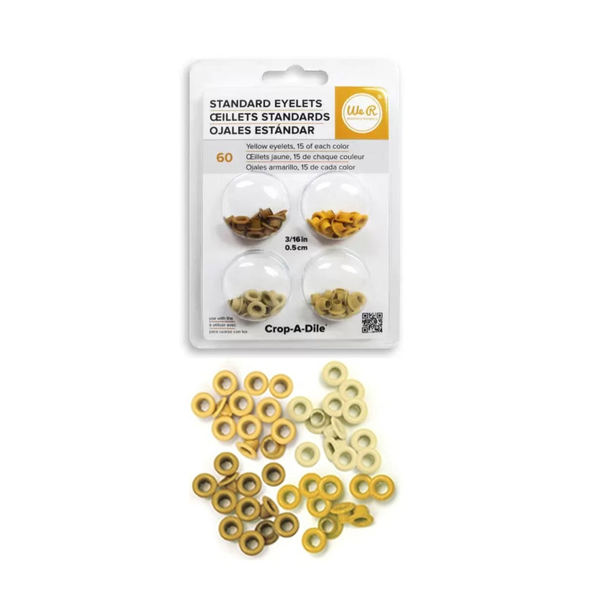 Kit de Ilhoses Standard Eyelets Tons de Amarelo 60 Peças - We R Memory Keepers
