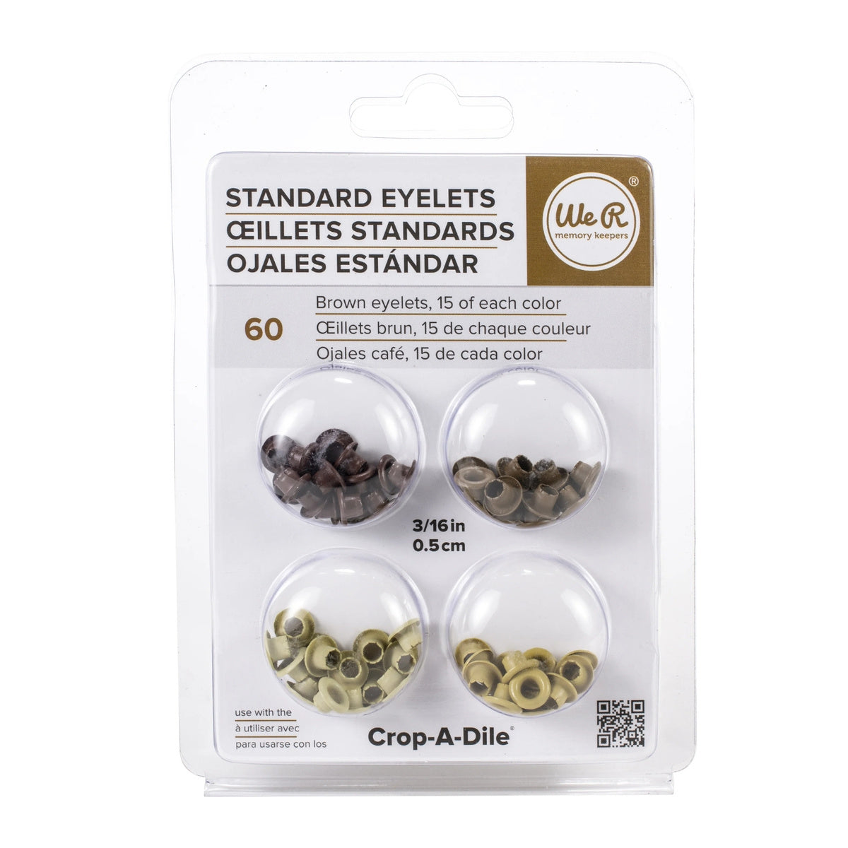 Kit de Ilhoses Standard Eyelets Tons de Marrom 60 Peças - We R Memory Keepers