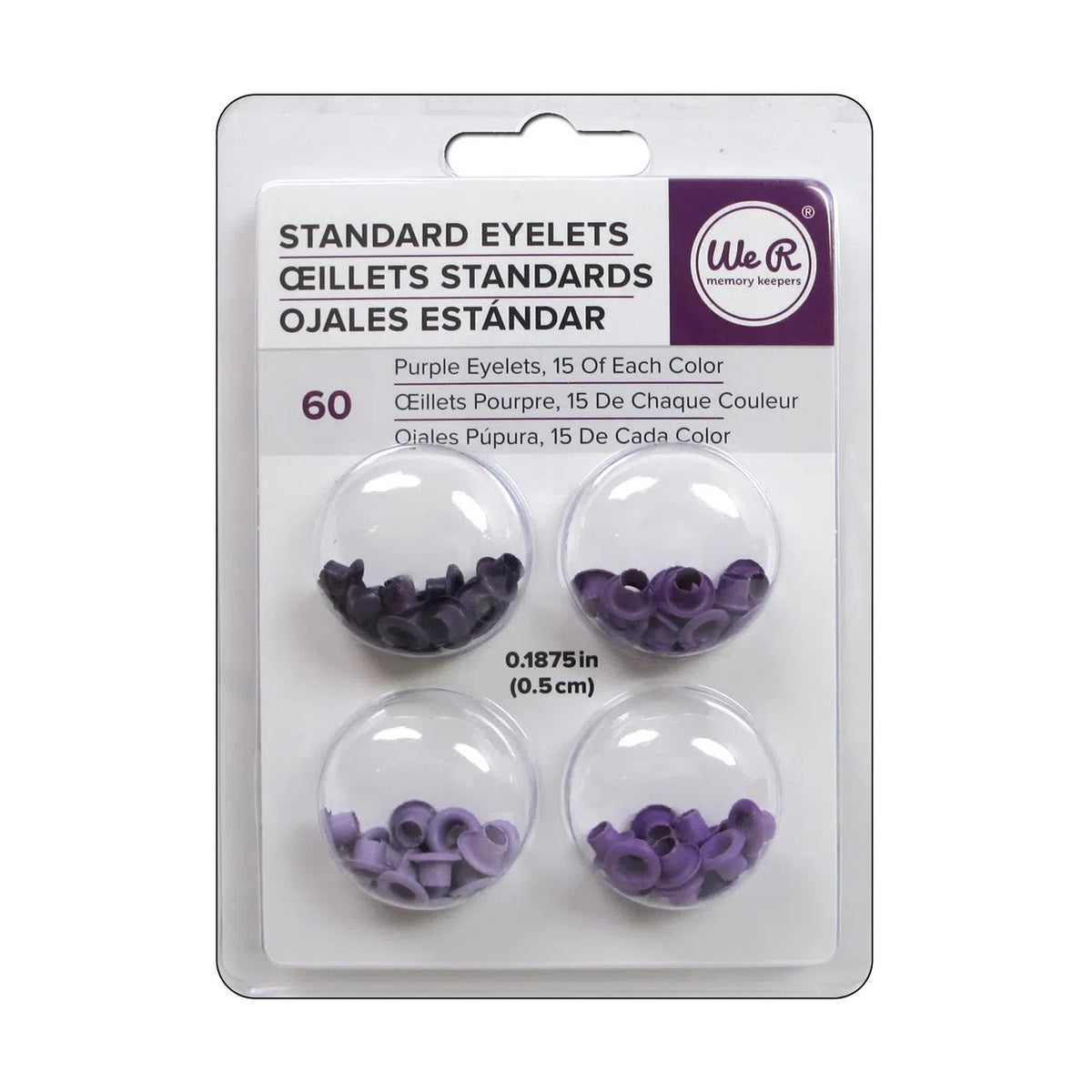 Kit de Ilhoses Standard Eyelets Tons de Roxo 60 Peças - We R Memory Keepers