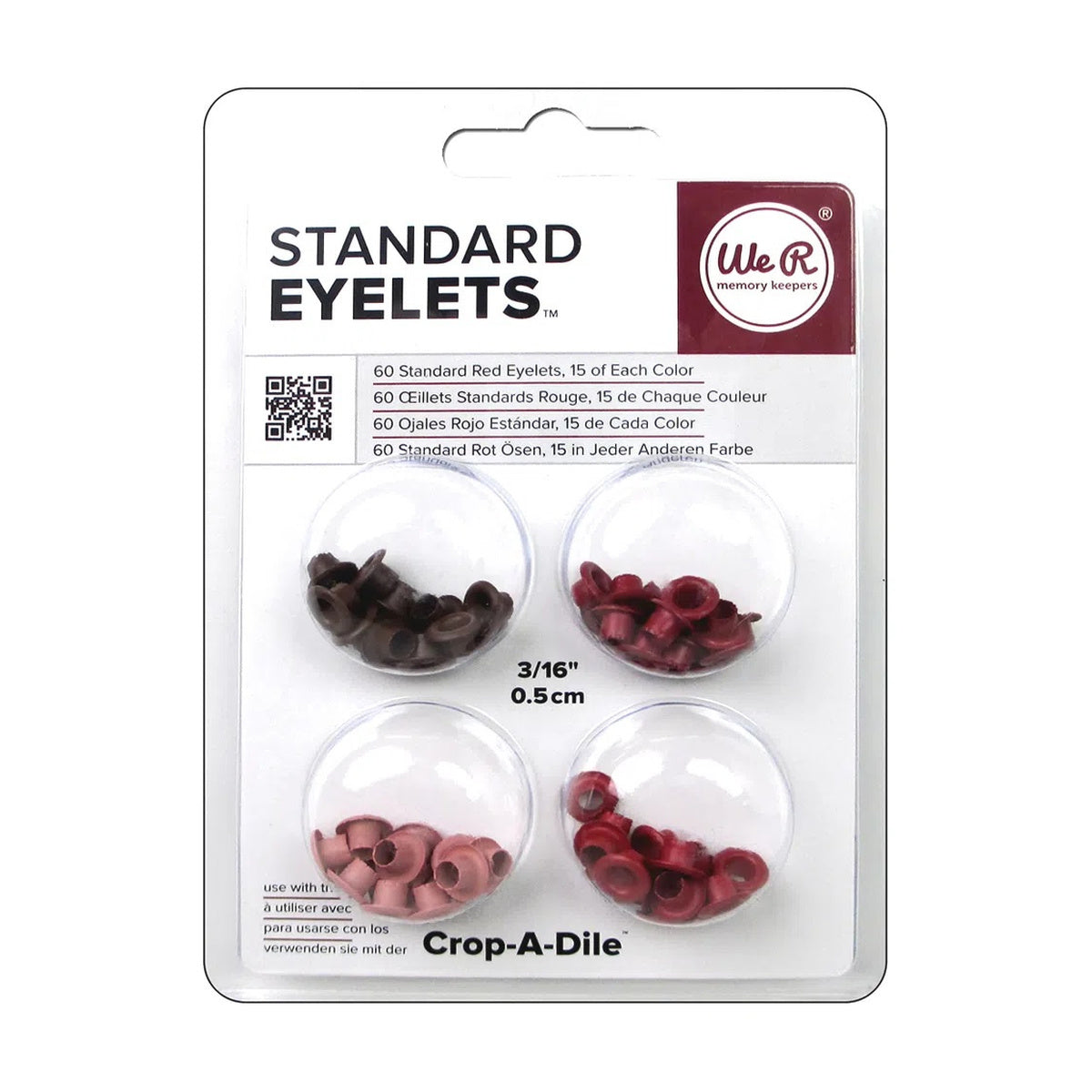 Kit de Ilhoses Standard Eyelets Tons de Vermelho 60 Peças - We R Memory Keepers