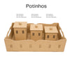 Kit Bebê Bandeja 3 Potes Passa Fita Mdf Cru 25x28x11cm