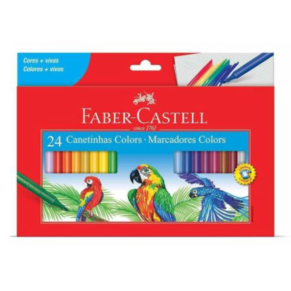 Canetas Hidrográficas Vai e Vem 24 Cores - Faber-castell 15.0124Czf