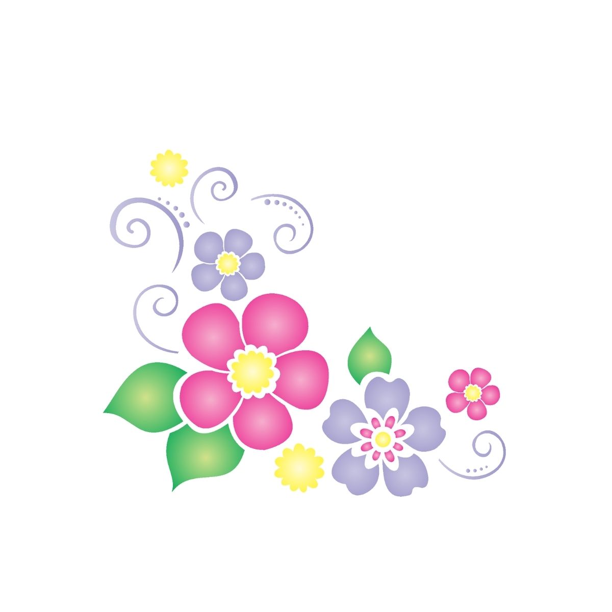 Stencil Opa 14x14cm - Cantoneira Flores Iii - 1136