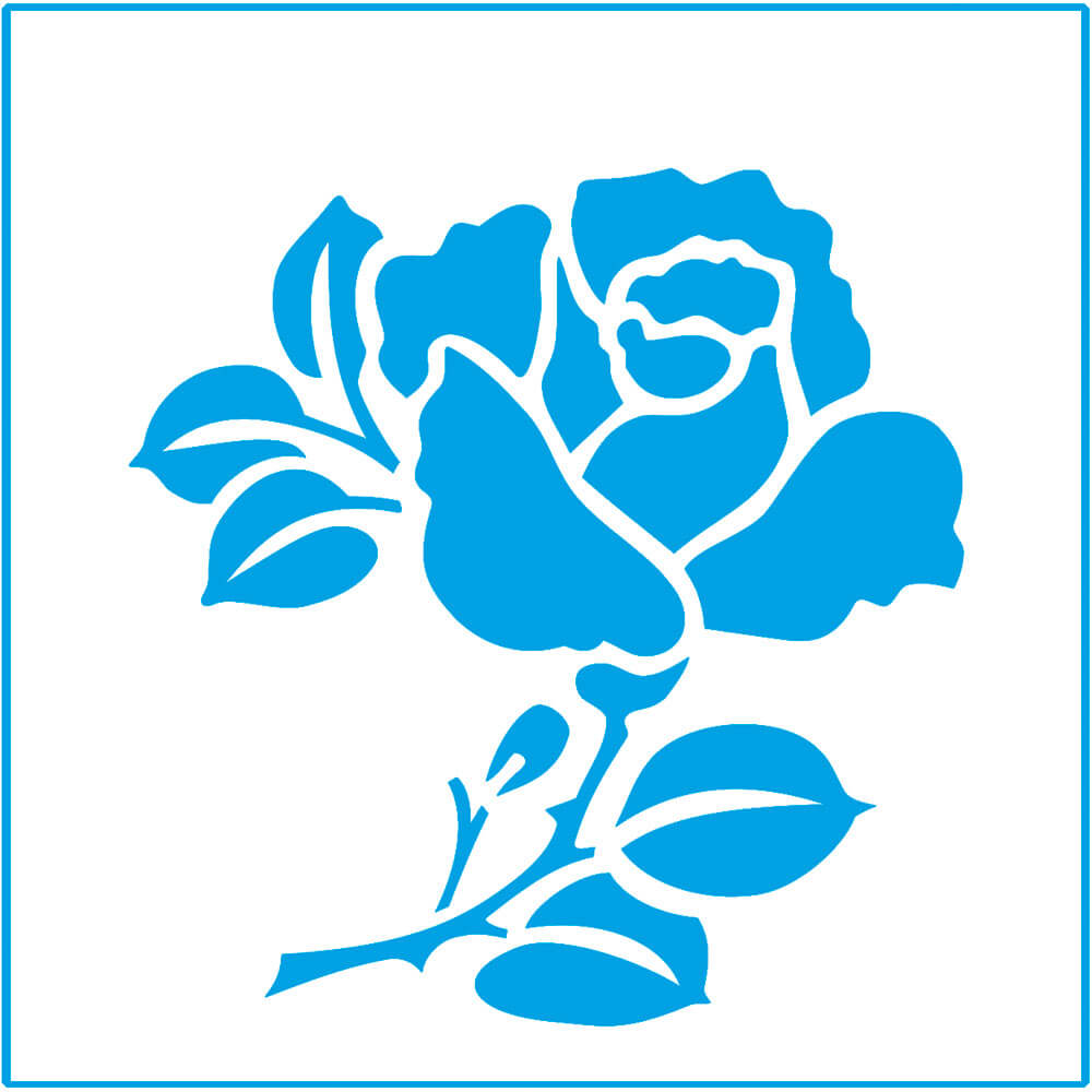 Stencil - Rosa 10x10cm para Pintura Decorativa e Artesanato St-x-031 - Litoarte
