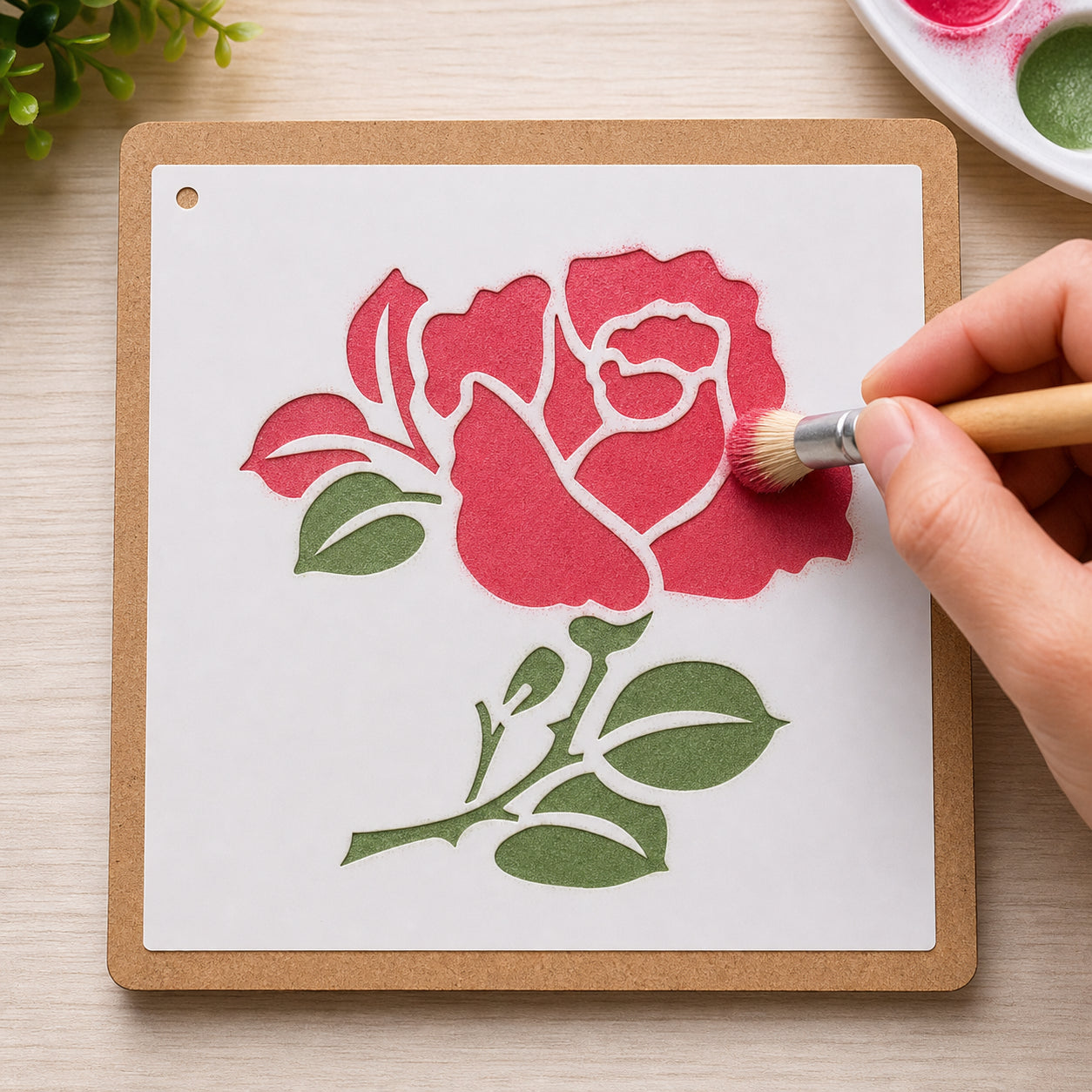 Stencil - Rosa 10x10cm para Pintura Decorativa e Artesanato St-x-031 - Litoarte