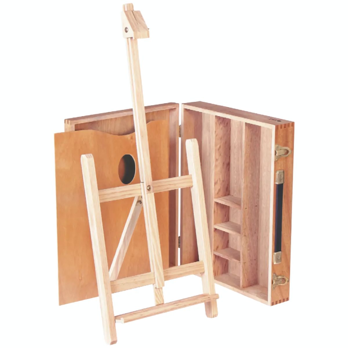 Estojo e Cavalete Trident para Mesa - Madeira Lyptus com Paleta e Suporte para Telas até 60cm - Modelo 12503
