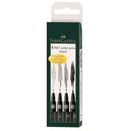 Estojo Caneta Pitt Monocromática Preta S/f/m/b 4 Unidades Faber-castell 167100n