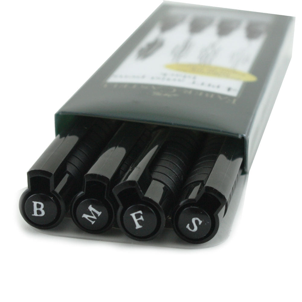 Estojo Caneta Pitt Monocromática Preta S/f/m/b 4 Unidades Faber-castell 167100n