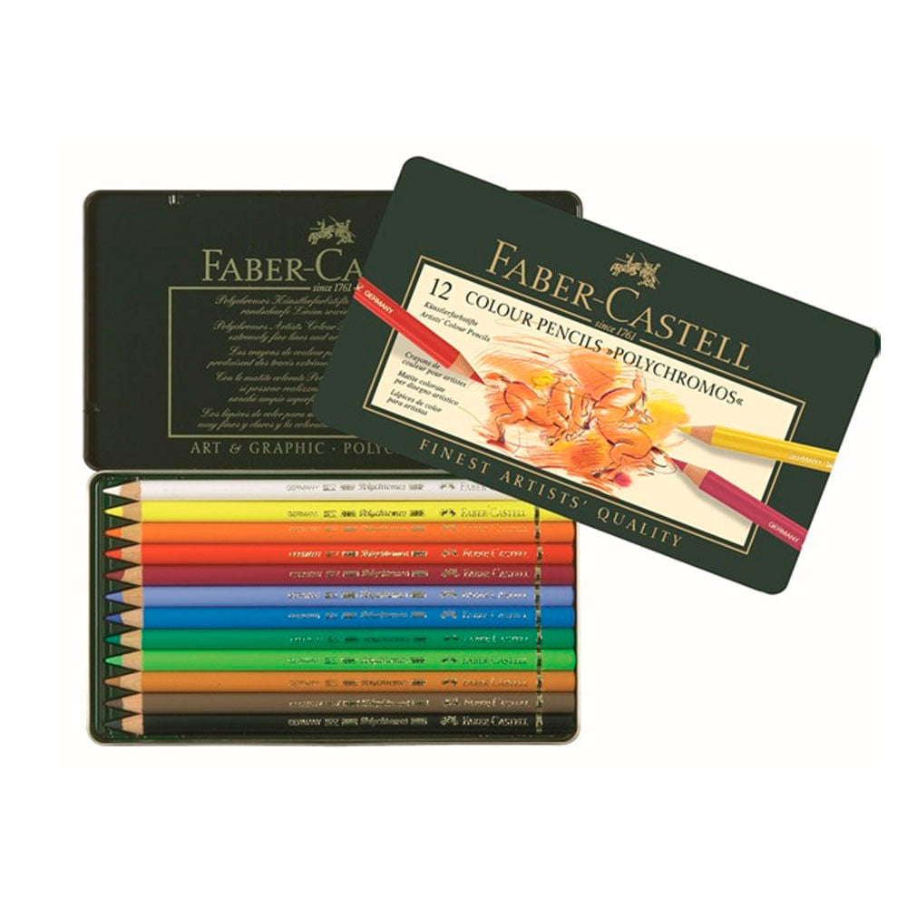 Estojo Lápis de Cor Polychromos 12 Cores Faber-castell 110012