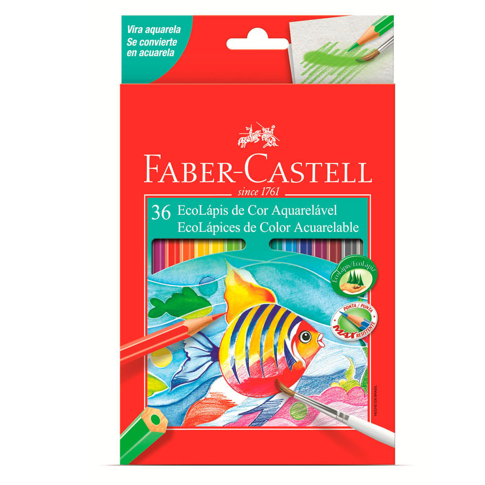 Estojo Lápis de Cor Ecolápis Aquarelável 36 Cores Estojo Metálico - Faber-castell 120236g