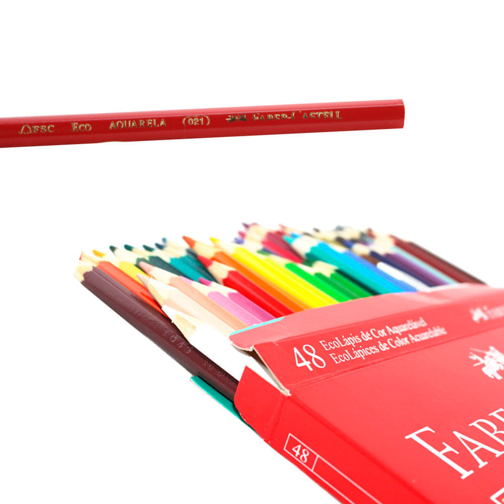 Estojo Lápis de Cor Ecolápis Aquarelável 48 Cores Estojo Metálico - Faber-castell 120248g